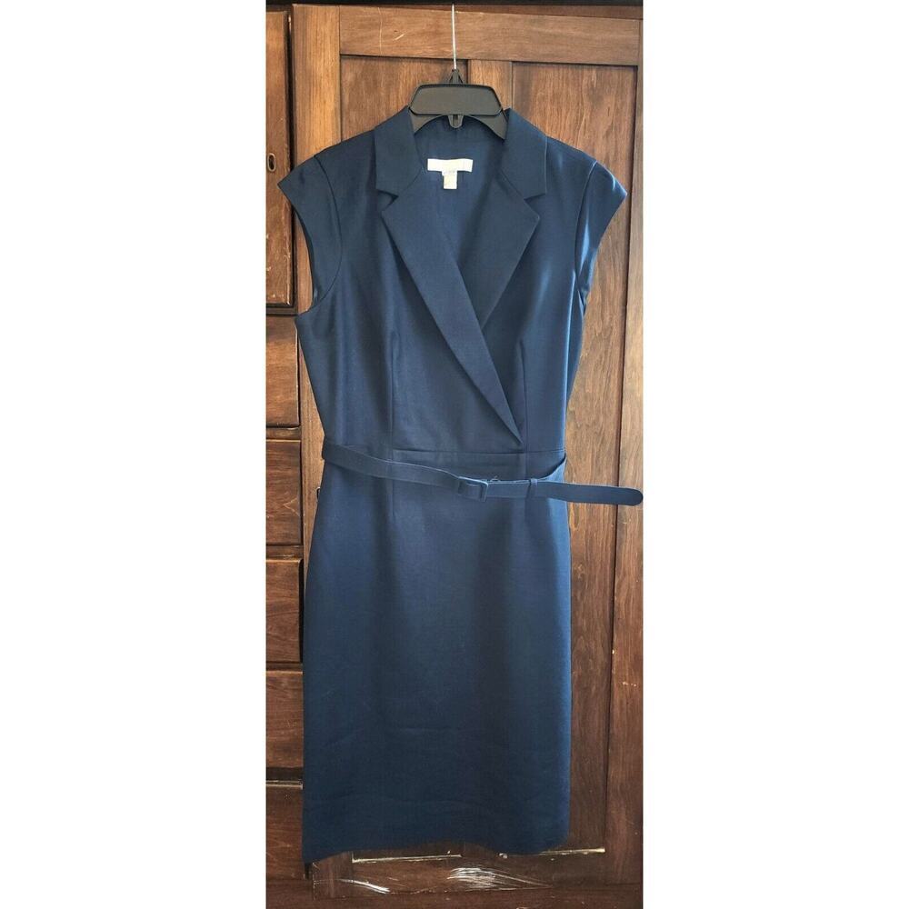 Banana Republic Navy Asymmetrical Sleeveless Wrap Dress